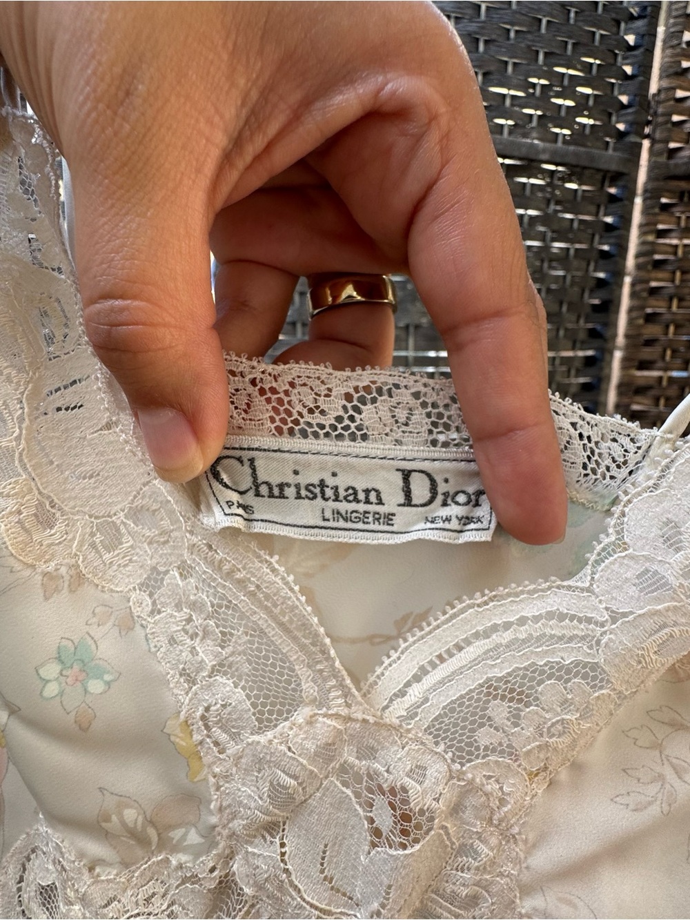 Dior Cream Lace Floral Slip with Pastel Accents